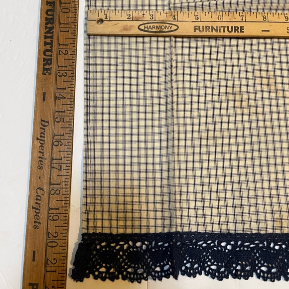 New Handmade Cotton Blue Check Lace Trim Bottom Hand Tee Towels Kitchen 7 piece - Picture 4 of 6